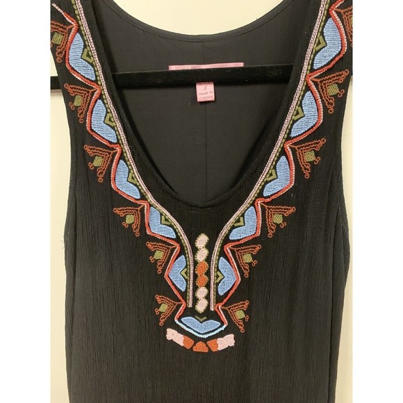 Honey belle Embroidered Black Mini‎ Dress Boho Style Size Small - Picture 3 of 11
